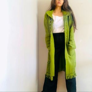 100% wool green coat by Simon Chang